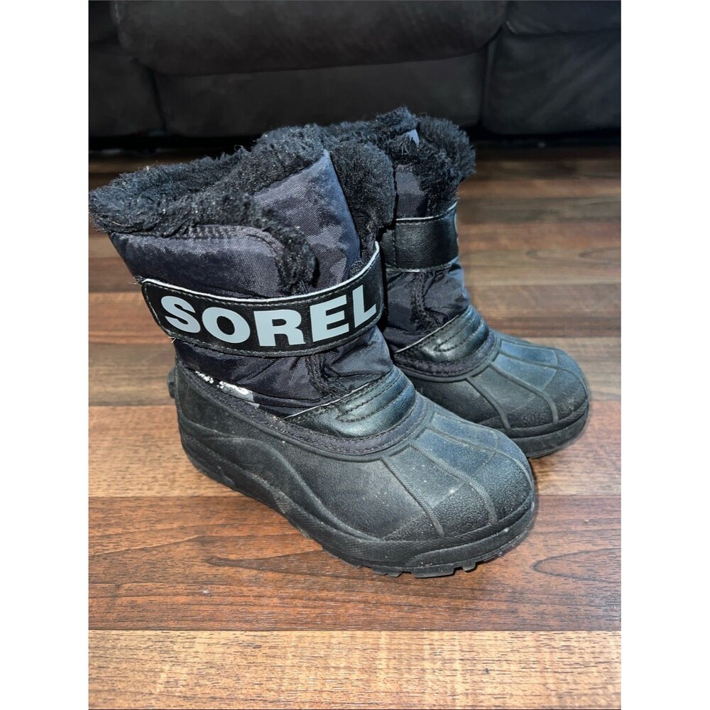 Sorel Kids Black Winter Boots with Faux Fur Trim